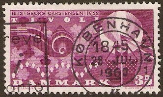 Denmark 1962 30o Purple - G. Carstensen Commemoration. SG449.