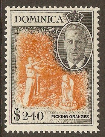 Dominica 1951 $2.40 Orange and black. SG134.