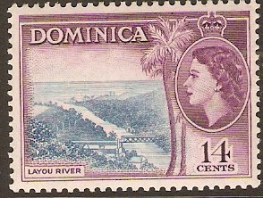 Dominica 1954 14c Blue and purple. SG152.