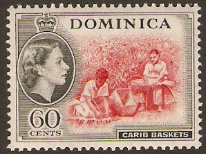 Dominica 1954 60c Rose-red and black. SG156.