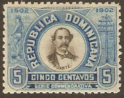 Dominican Republic 1902 5c black and blue. SG127.