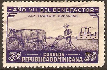 Dominican Republic 1937 3c Trujillo Presidency set. SG383.