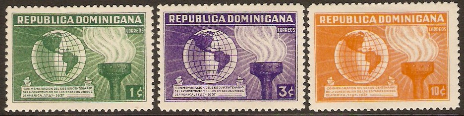 Dominican Republic 1938 USA Constitution set. SG398-SG400.