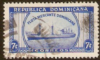 Dominican Republic 1958 7c Merchant Marine stamp. SG747.