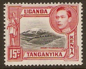 Kenya, Uganda and Tanganyika 1938 15c Black and rose-red. SG137a