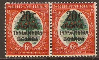 KUT 1941 20c on 6d Green and vermilion. SG153.