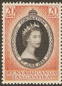 Kenya Uganda and Tanganyika 1953 Coronation Stamp. SG165.