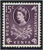 Kenya Uganda and Tanganyika 1960 15c Dull purple. SG185.