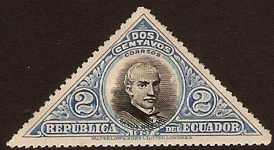 1908 2c Black and Blue - Ecuador SG332