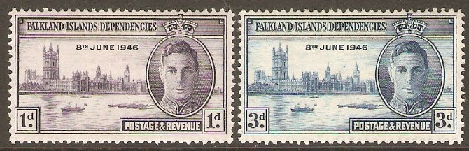 Falkland Islands Dependencies 1946 Victory Set. SGG17-SGG18.