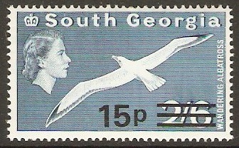 South Georgia 1971 15p on 2s.6d Blue. SG64w.