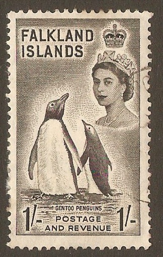 Falkland Islands 1955 1s Black. SG192.
