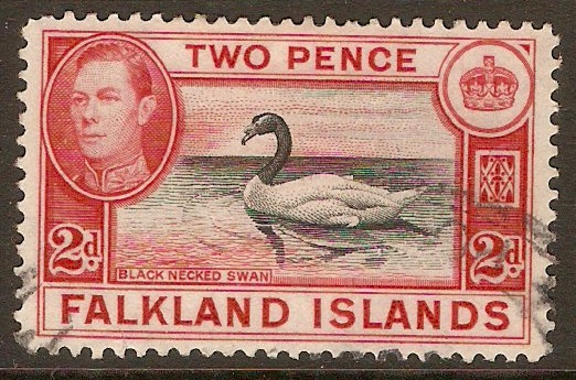 Falkland Islands 1938 2d Black and carmine-red. SG150.