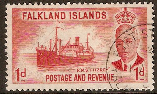 Falkland Islands 1952 1d Scarlet. SG173.