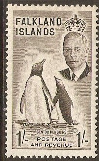 Falkland Islands 1952 1s Black. SG180.