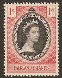 Falkland Islands 1953 Coronation Stamp. SG186.
