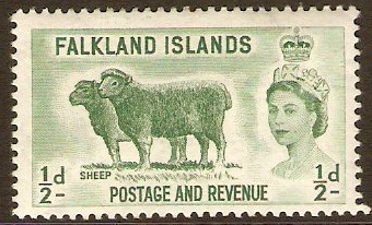 Falkland Islands 1955 d Green. SG187.