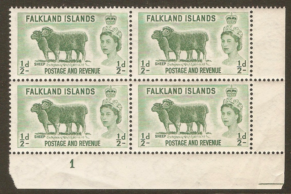 Falkland Islands 1955 d Green. SG187.