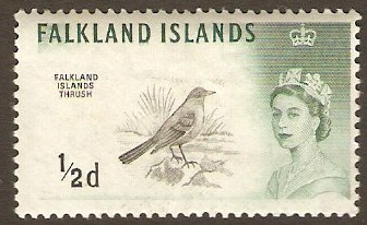 Falkland Islands 1960 d Black and green. SG193.