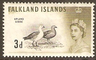Falkland Islands 1960 3d Black and olive. SG197.
