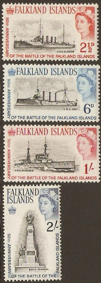 Falkland Islands 1964 Battle Anniversary Set. SG215-SG218.