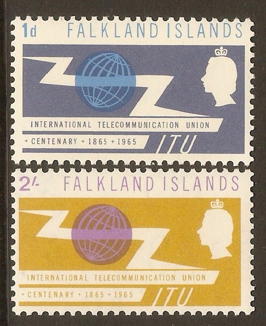 Falkland Islands 1965 ITU Centenary Stamps. SG219-SG220.