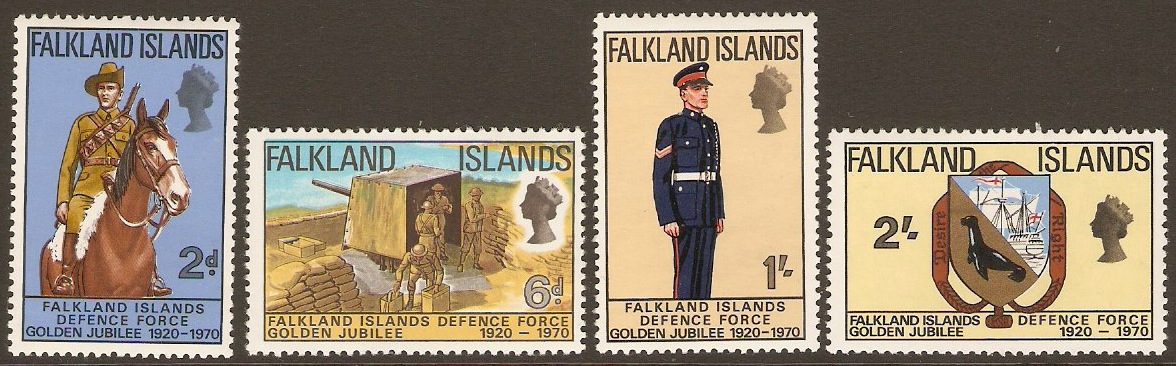Falkland Islands 1970 Defence Jubilee Set. SG254-SG257.