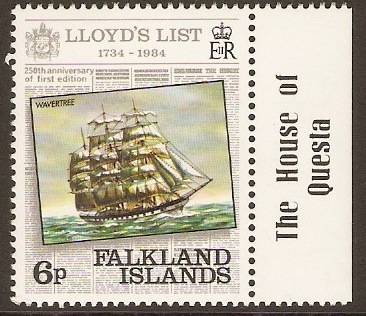 Falkland Islands 1984 6p Lloyds List Series. SG484.