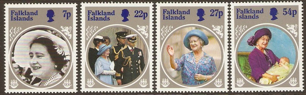 Falkland Islands 1985 Queen Mother Set. SG505-SG508.