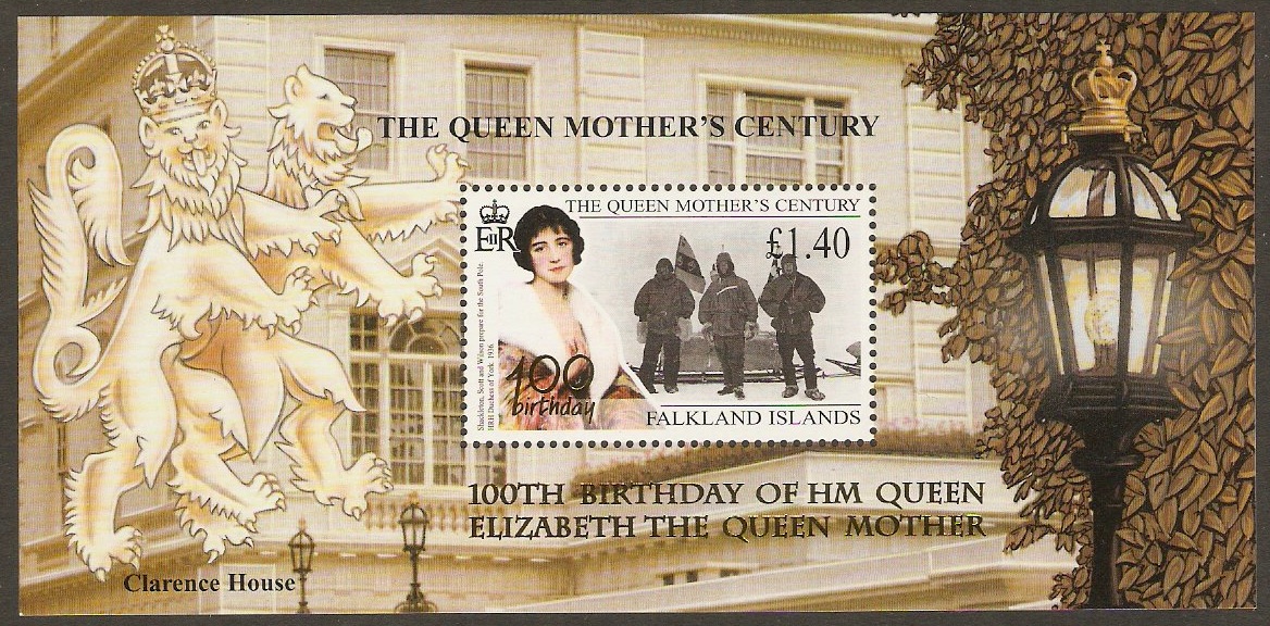 Falkland Islands 1999 Queen Mother Sheet. SGMS847.