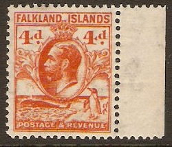 Falkland Islands 1929 4d Orange. SG120.