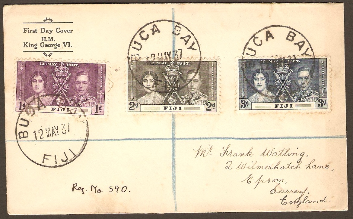 Fiji 1937 Coronation Stamps FDC. SG246-SG247.