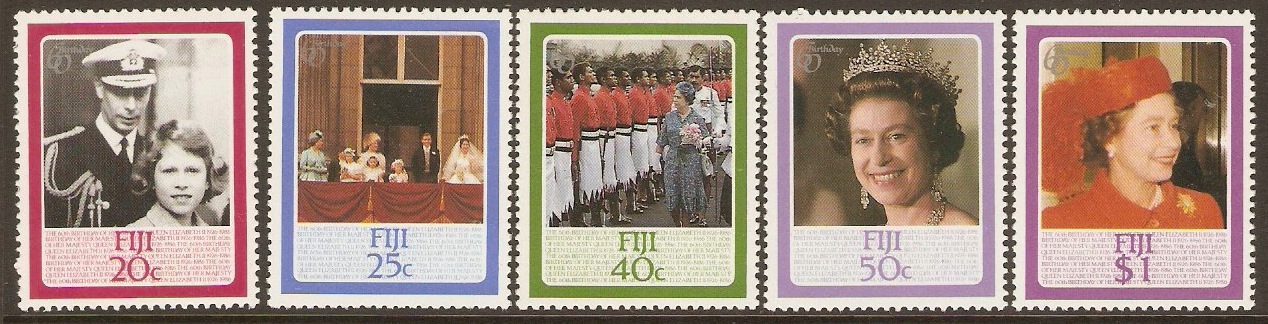 Fiji 1986 QEII Birthday Stamps Set. SG714-SG718.