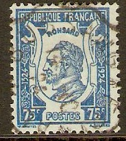 France 1924 75c Blue on bluish Ronsard Commem. Stamp. SG405.