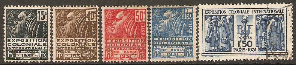 France 1930 Colonial Exhibition Stamps Set. SG488-SG492.