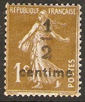 France 1935 ½c on 1c Olive-bistre. SG515a.