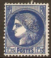France 1938 1f.75 Blue Ceres Design Stamp. SG591.