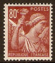France 1939 80c Red-brown Iris Design Stamp. SG642.