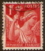 France 1939 1f Carmine-red Iris Design Stamp. SG643a.