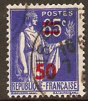 France 1940 50 on 65c Ultramarine. SG674.