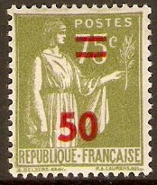 France 1940 50 on 75c Sage-green. SG675.