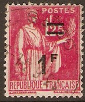 France 1940 1f on 1f.25 Carmine. SG679.