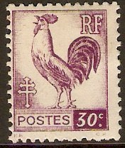 France 1944 30c Purple - Gallic Cock Series. SG833.