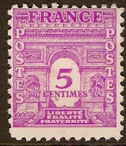 France 1944 5c Bright purple - Arc de Triomphe Series. SG851.