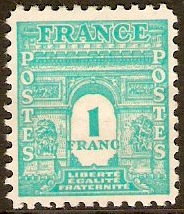 France 1944 1f Emerald - Arc de Triomphe Series. SG855.