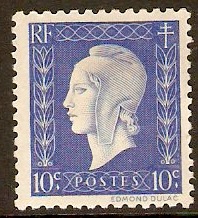 France 1944 10c Blue - "Marianne" Series. SG869.