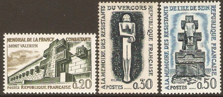 France 1962 Resistance Memorials. SG1567-SG1569.