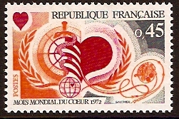 France 1972 Heart Month Stamp. SG1957.