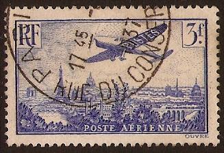 France 1936 3fr Blue - Airmail Stamp. SG538.