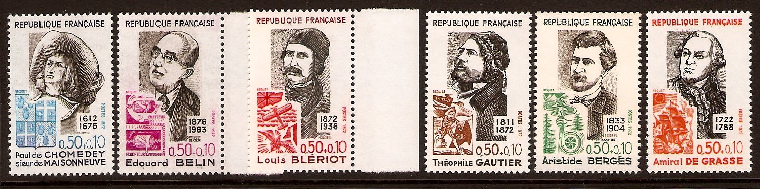 France 1972 Red Cross Fund set. SG1950-SG1955.